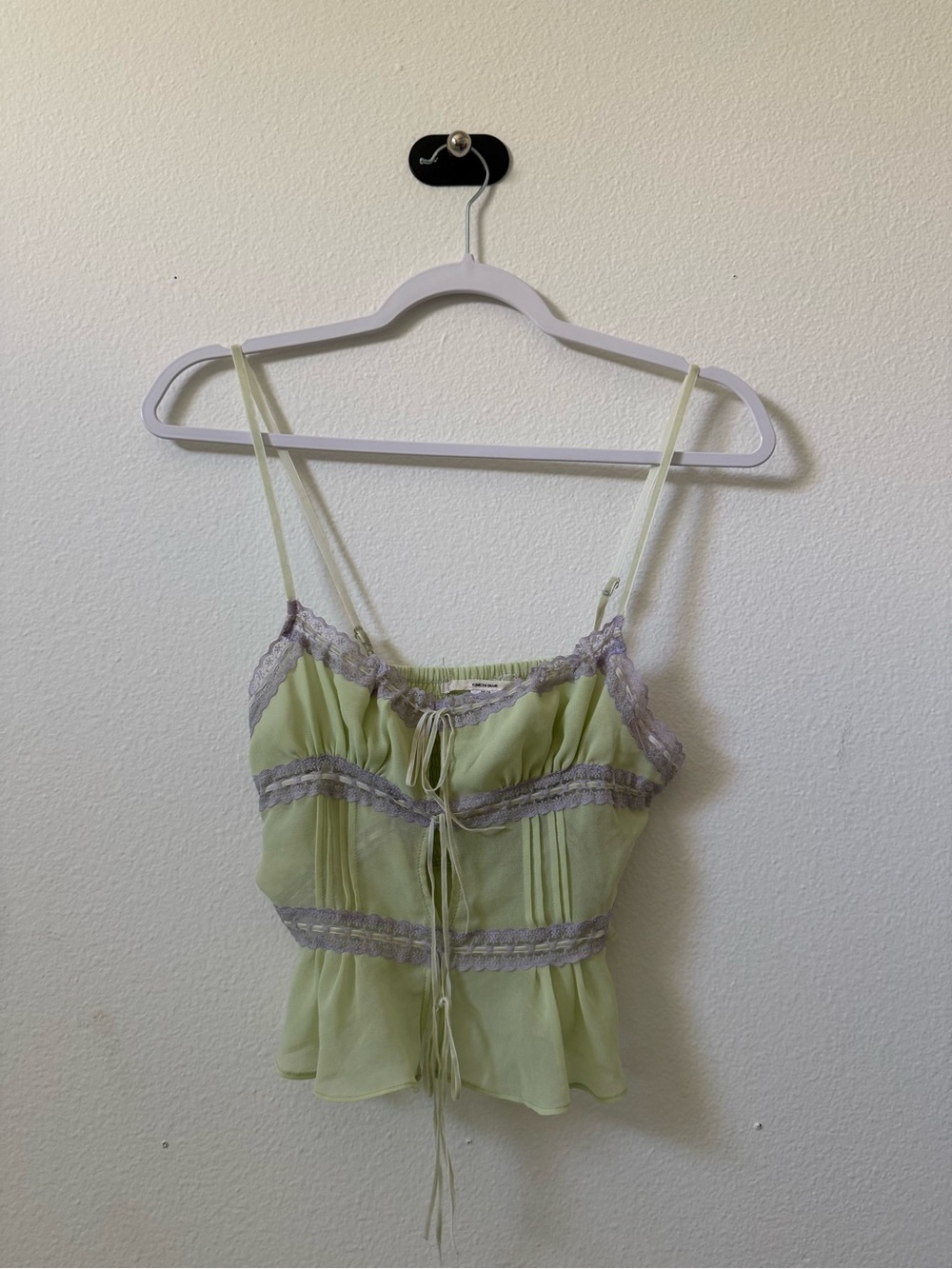 Urban Outfitters Pale Green Lace-Trim Spaghetti Strap Cami
